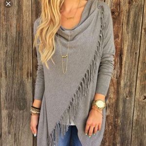Soft grey wrap sweater